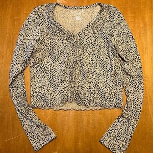 American Eagle Long Sleeve Cheetah Print Plush Top